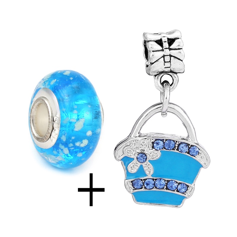 Bộ 2 Mặt Vòng cổ Hình Cây Dừa Đính Đá Pha Lê