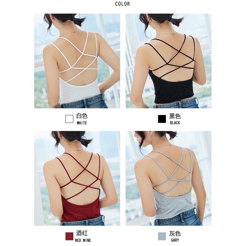 Áo bra cotton đan dây sau lưng có đệm ngực siêu sexy