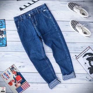 Quần Jeans Nam Màu Xanh Đậm Gấu Sọc Caro (form Slimfit) QJ803A