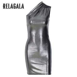 RelaGala Thời trang nữ Váy không tay màu trơn gợi cảm