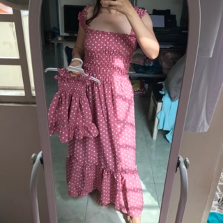 Đầm maxi bi mẹ bé