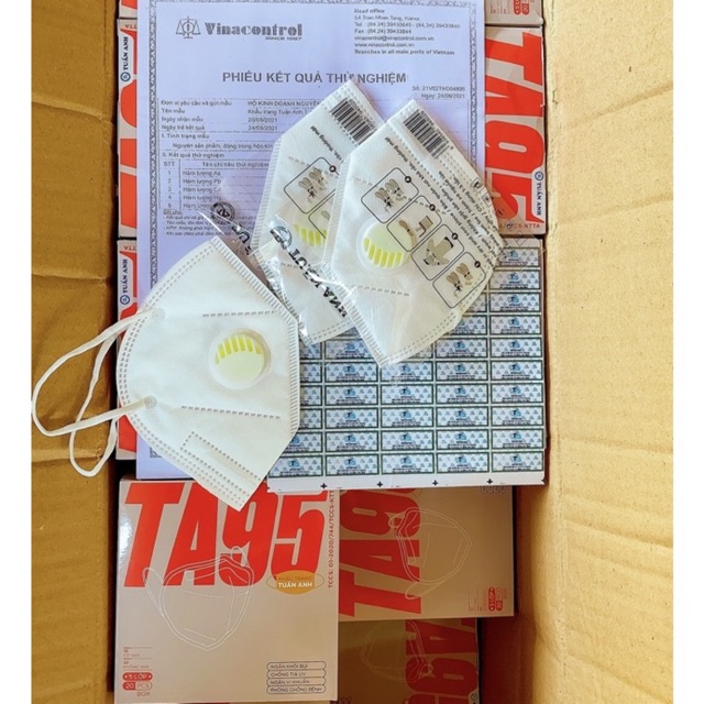 Khẩu trang N95 5lớp có van kháng khuẩn (hộp 10 cái) hiệu TA95