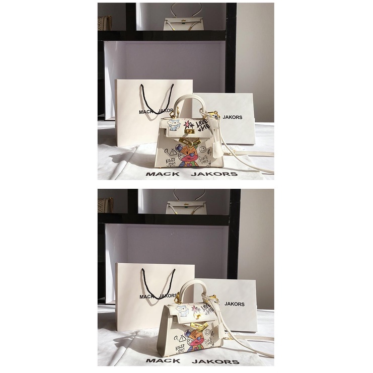 Túi Da Đeo Chéo Mini Chuwanglin Hình Gấu Graffiti Thời Trang Cho Nữ