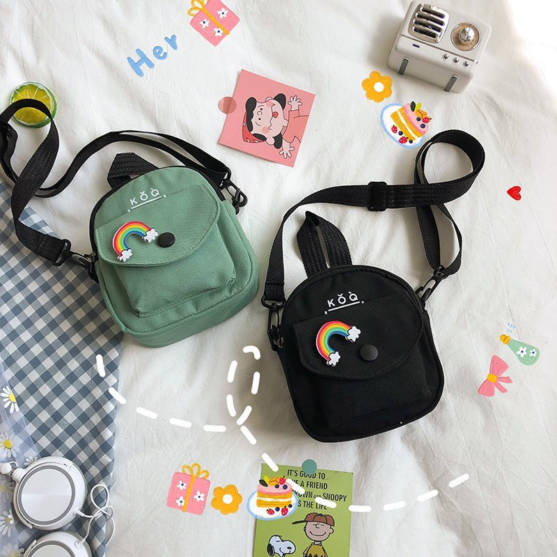 Túi Đeo Chéo Vai Bằng Vải Canvas Thời Trang Hàn Quốc Mới Năm 2021