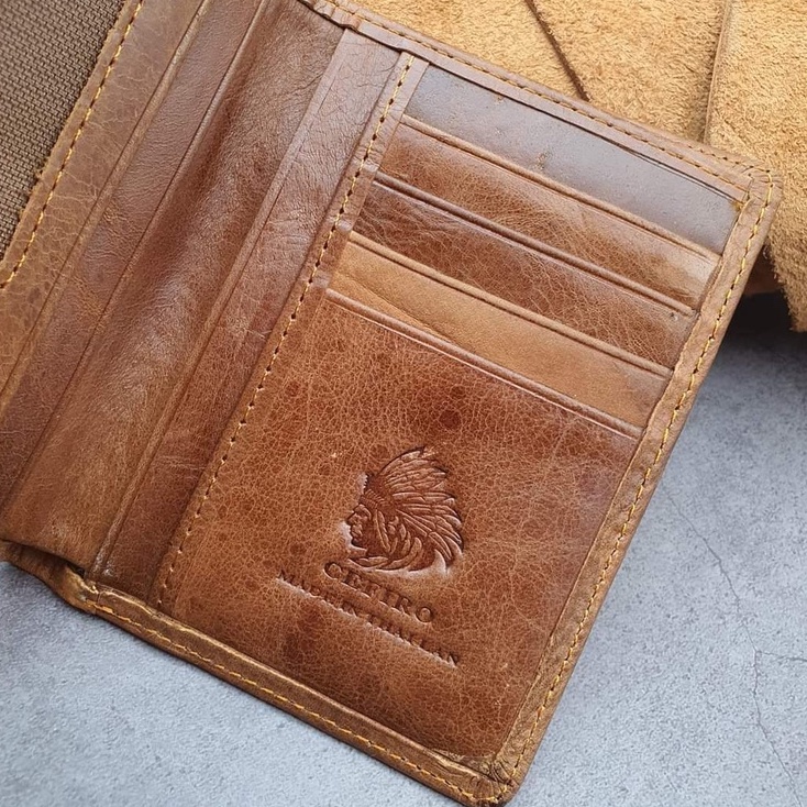 Ví Da Bò Già Nappa Nhập-Logo Hợp Kim Đồng Đúc Cefiro 1997 Thiết Kế Tỉ Mỉ Cao Cấp BH 24 Tháng