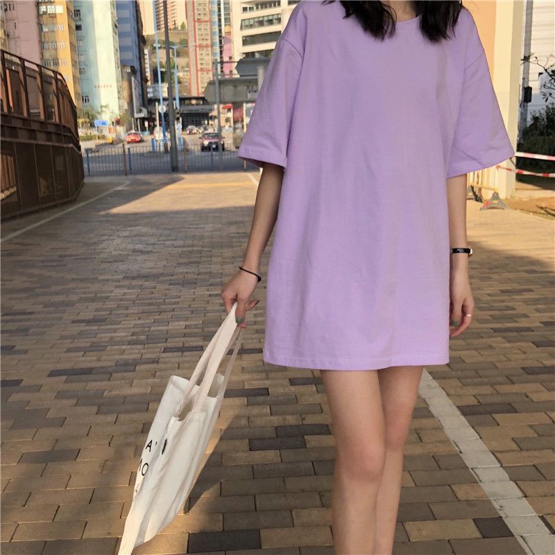 Áo thun trơn tay lỡ nam nữ form rộng 8 màu chất cotton mát mịn thấm hút mồ hôi