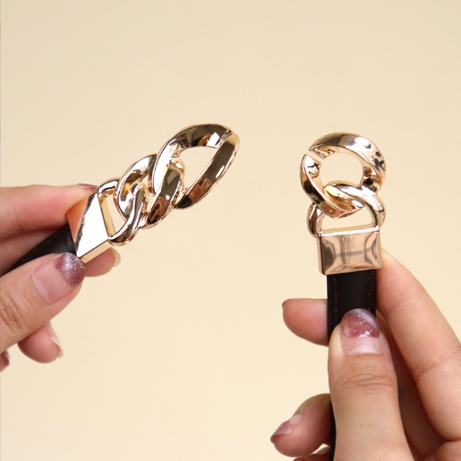 Thắt Lưng Da Pu Thiết Kế Khóa Kim Loại Sang Trọng Thời Trang Cho Nữ