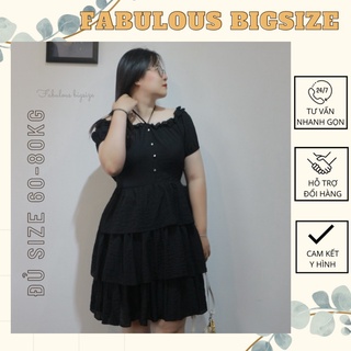 BIGSIZE Đầm Váy xòe bèo tầng hai kiểu 55-80kg cho người béo mập Fabulous bigsize