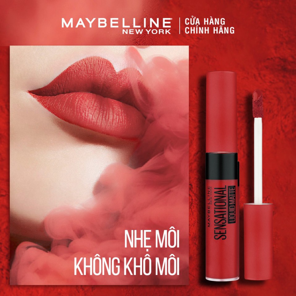 Son Kem Lì Nhẹ Môi Tông Đỏ Maybelline New York Sensational Liquid Matte Lipstick 7ml Hàng Chính Hãng