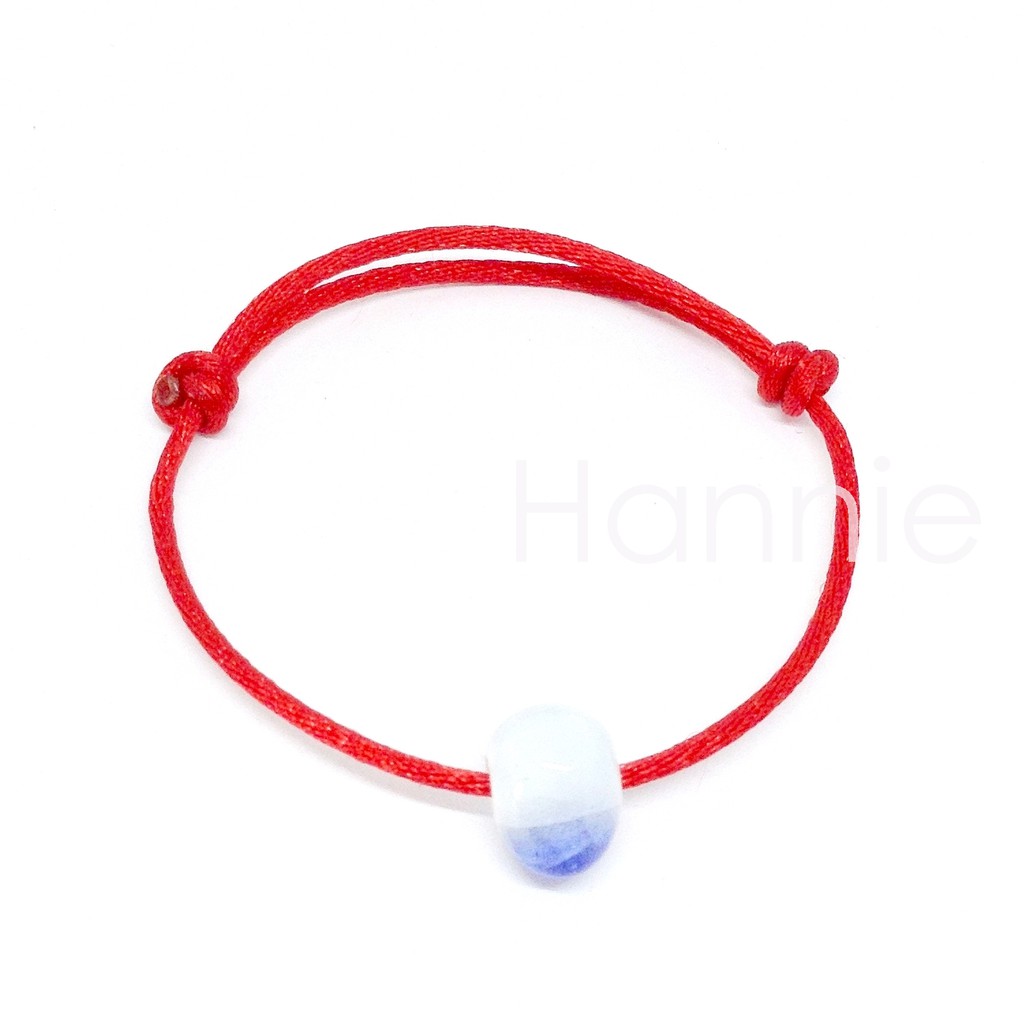 Vòng tay chỉ đỏ hạt gốm đá nứt màu xanh lá/xanh dương/vàng/xanh ngọc - Dây đeo tay nam nữ đơn giản handmade