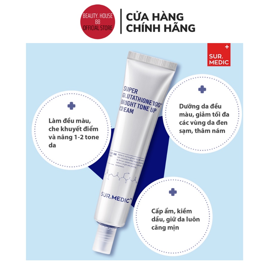 Kem Trắng Da Sur Medic Super Glutathione 100TM Bright Tone Up Cream