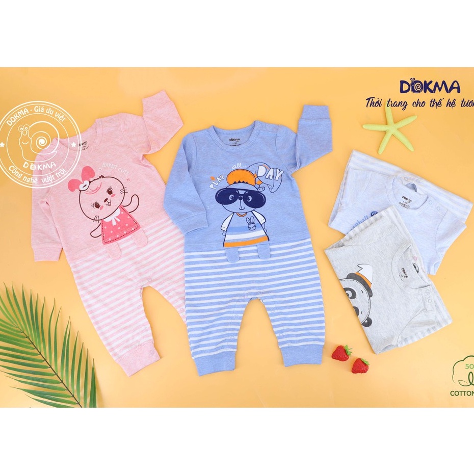 Dokma - Body cài vai dài tay chất cotton USA cao cấp cho bé 1-6 tháng DMB202