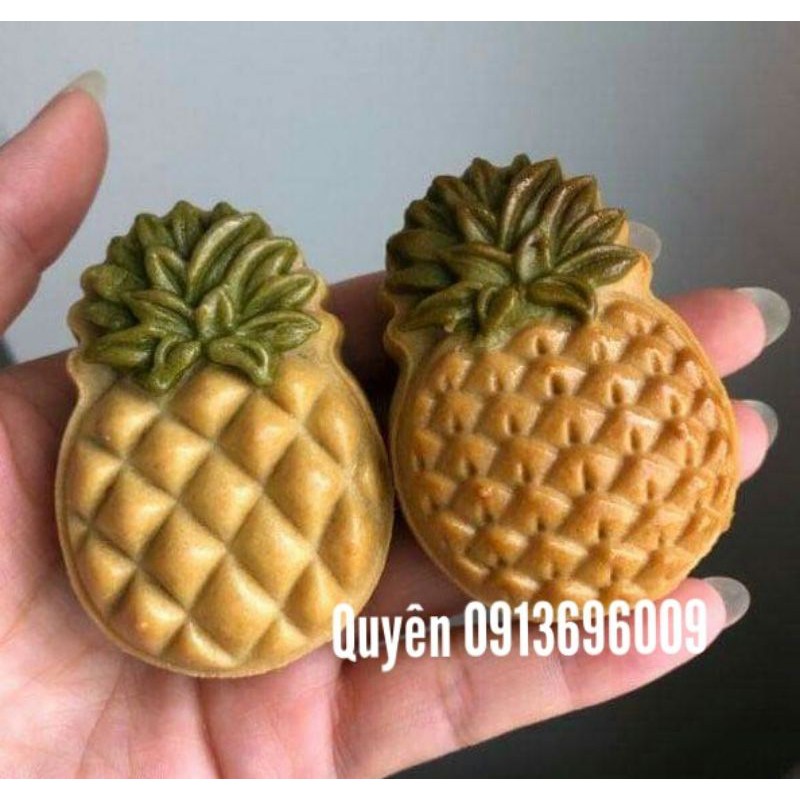 Khuôn ltrung thu lò xo Trái Dứa 50g 2 mặt 1 nhấn