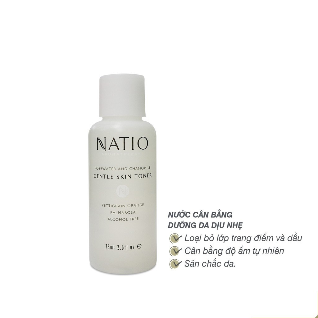 Nước Cân Bằng Dưỡng Da Dịu Nhẹ Natio Rosewater and Chamomile Gentle Skin Toner 75ml