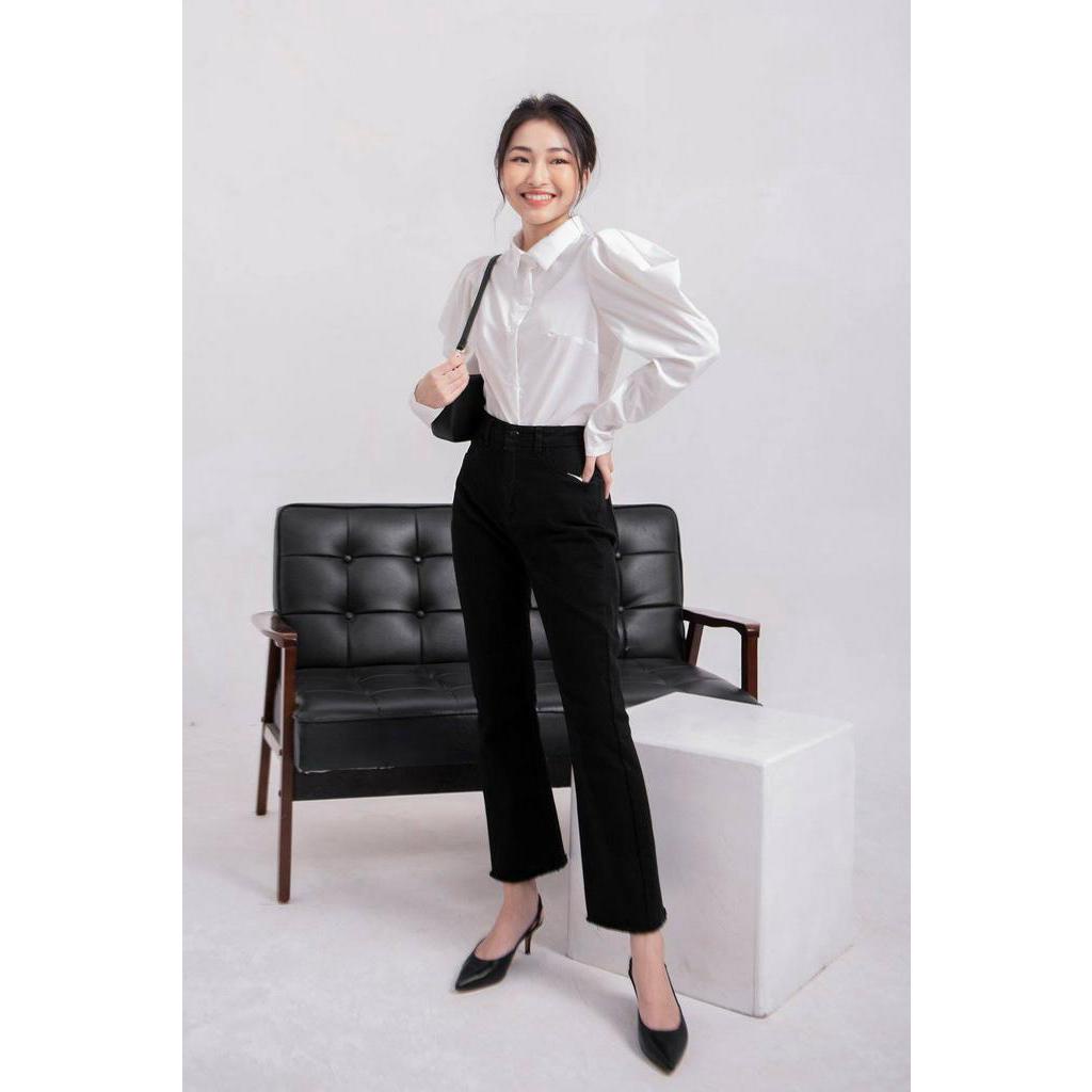 Sơ mi trắng kiểu tay bồng dài tay Aholic SM394