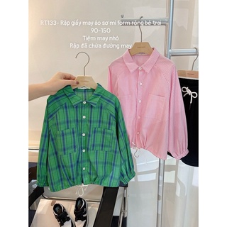 RT133_Rập giấy may áo sơ mi tay raglan bé trai