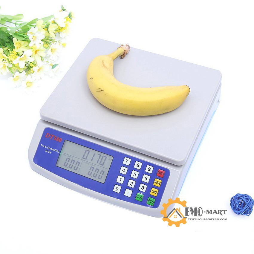 ⚡️𝗕𝗛 𝟭𝟮 𝗧𝗛𝗔́𝗡𝗚⚡️ Cân điện tử để bàn tính tiền DT580 ⚡️ Tải trọng 30kg - Sai số 1g - Màn LCD sắc nét - Vỏ ABS chống bụi