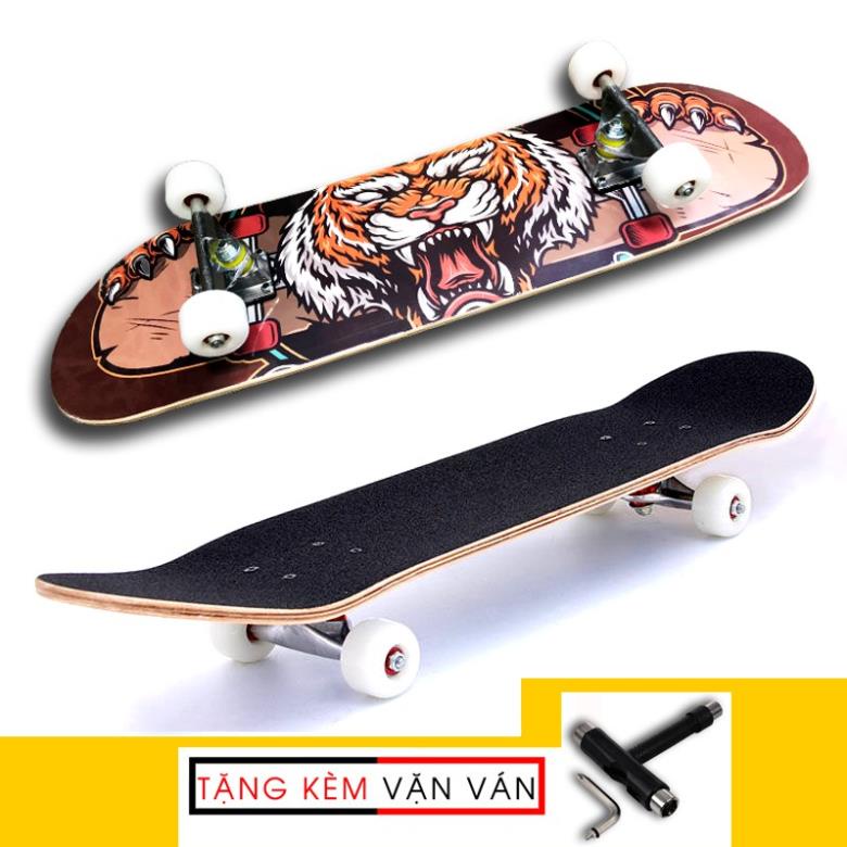 Ván trượt skateboard Keen Store gỗ phong 7 lớp mặt đen nhám tải trọng 180kg dành cho người lớn và trẻ em GPH