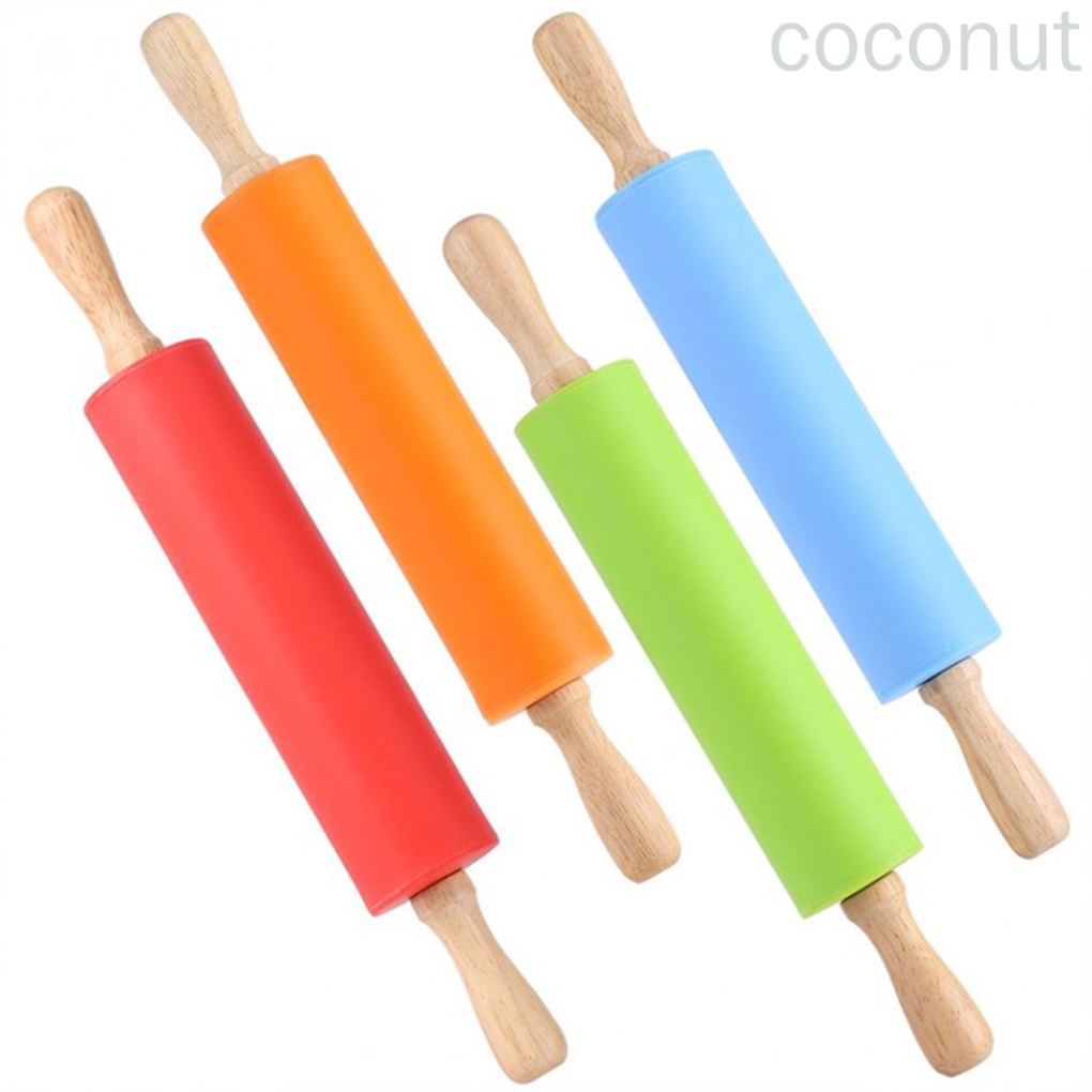 Cây Lăn Bột Làm Bánh Bằng Silicon Cán Gỗ Chống Dính Tiện Dụng Cho Nhà Bếp