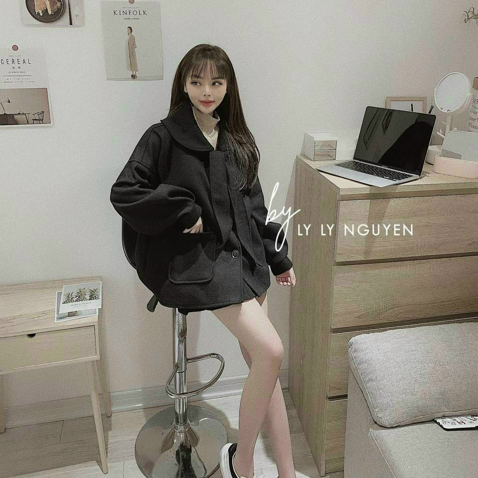 Áo khoác dạ cổ nơ hot trend | BigBuy360 - bigbuy360.vn