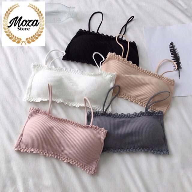 Áo Bra Cotton Tăm Viền Ren Cài Sau Siêu Mềm 8823