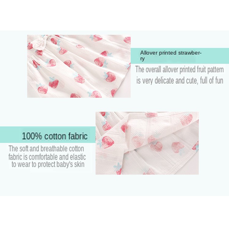 Bộ Đầm Gồm 3 Món Cotton Ngắn Tay + Quần + Băng Buộc Đầu Cho Bé Gái