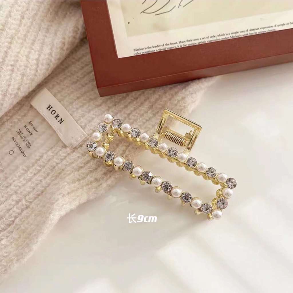 Kẹp Tóc Lớn Đính Đá &amp; Ngọc Trai Nhân Tạo Cho Nữ Mã 2022