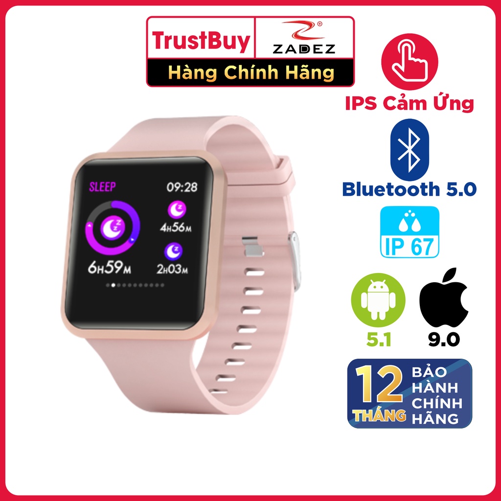 SmartWatch Đồng Hồ Thông Minh ZADEZ Square 2 Kháng Nước IP67, 8 Chế Độ Theo Dõi - Hàng Chính Hãng