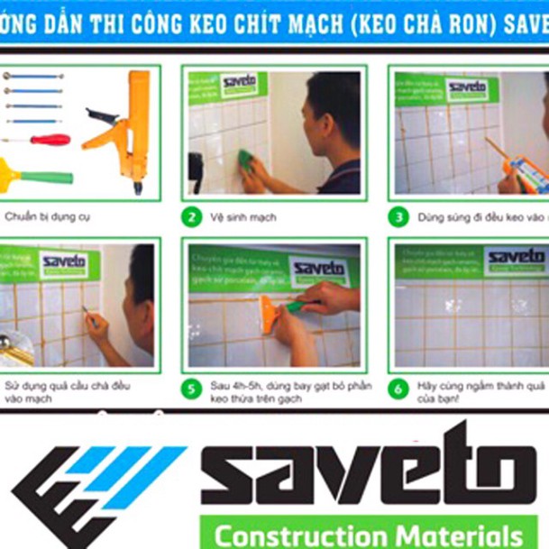 Keo Chít Mạch Nhập Khẩu Cao Cấp Saveto, Keo Chà Ron Saveto Chính Hãng, Giá Rẻ, Độ Thẩm Mỹ Cao.