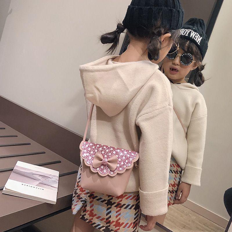 Túi xách đính nơ kim tuyến lấp lánh phong cách Hàn Quốc cho bé