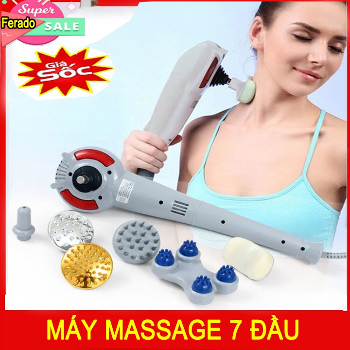 Máy massage cầm tay 7 đầu gậy đấm lưng, máy mát xa giảm đau