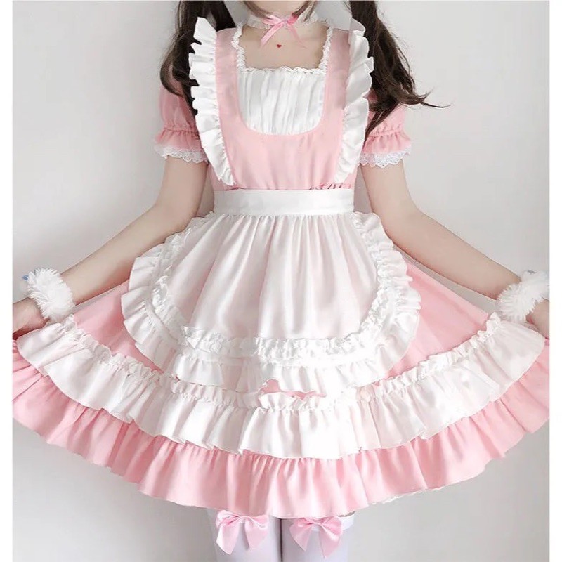 [ Sẵn ] Đầm lolita váy hầu gái màu hồng