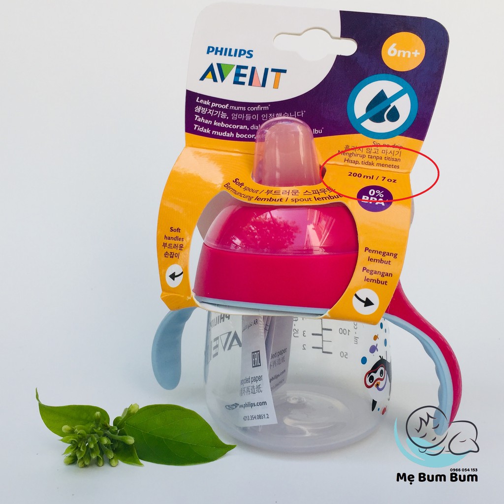 Bình tập uống Avent có tay cầm cho bé từ 6 tháng, 12 tháng