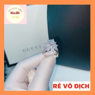 Nhẫn nữ đá 💎𝑭𝑹𝑬𝑬𝑺𝑯𝑰𝑷 💎Nhẩn hoa đá trụ cao mạ bạch kim