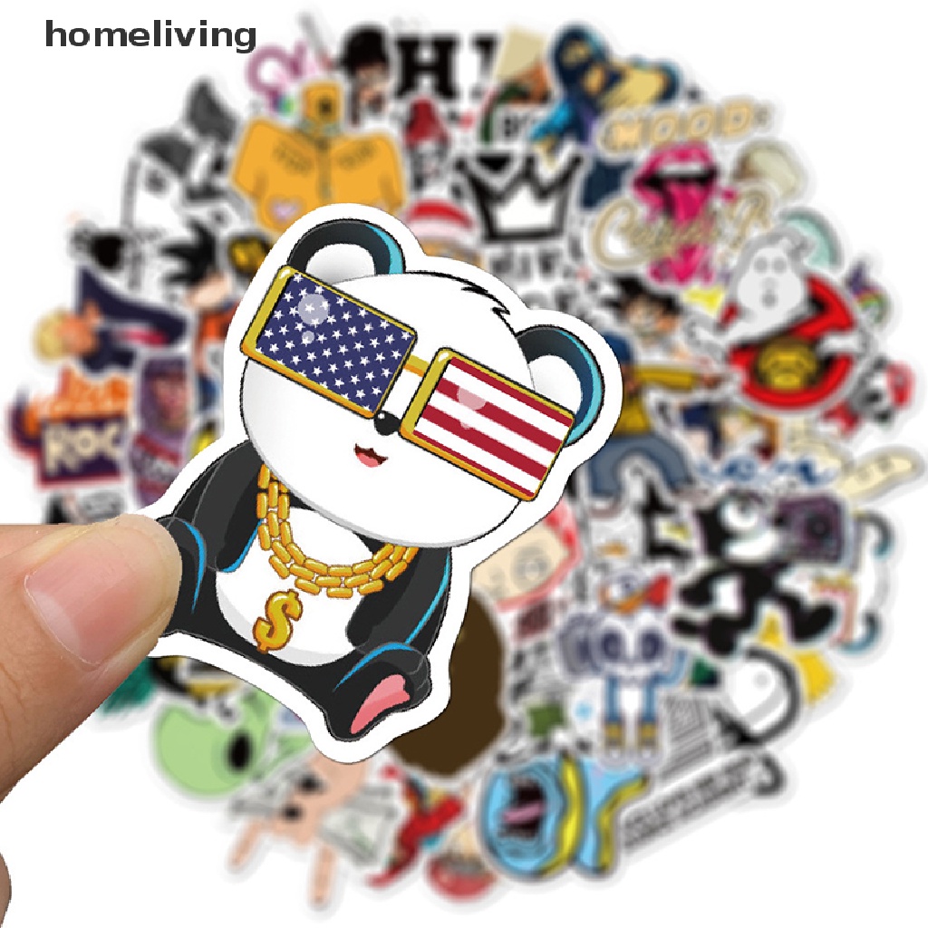 Set 100 Sticker Dán Trang Trí Máy Tính Phong Cách Hip Hop Rock