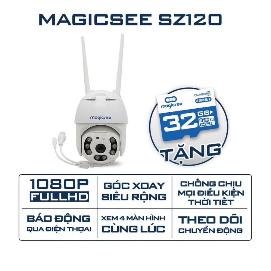 Camera giám sát ngoài trời xoay 360 độ Magicsee ZS120 - Chống nước tiêu chuẩn IP68