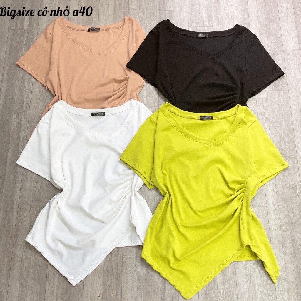 Áo Thun Cổ Tim Bigsize, Áo thun Lên Phom Tôn Dáng Che Bụng Cực Dễ Thương A40