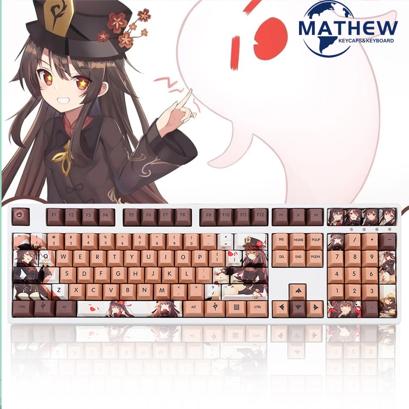 Genshin Impact Hutao Keycap Cherry Profile Nút bàn phím in hình chủ đề game HuTao Keycaps