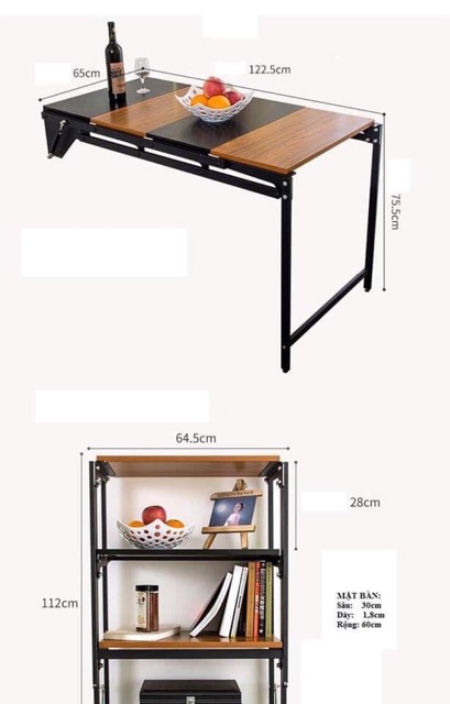 Bàn ăn kết hợp giá sách thông minh