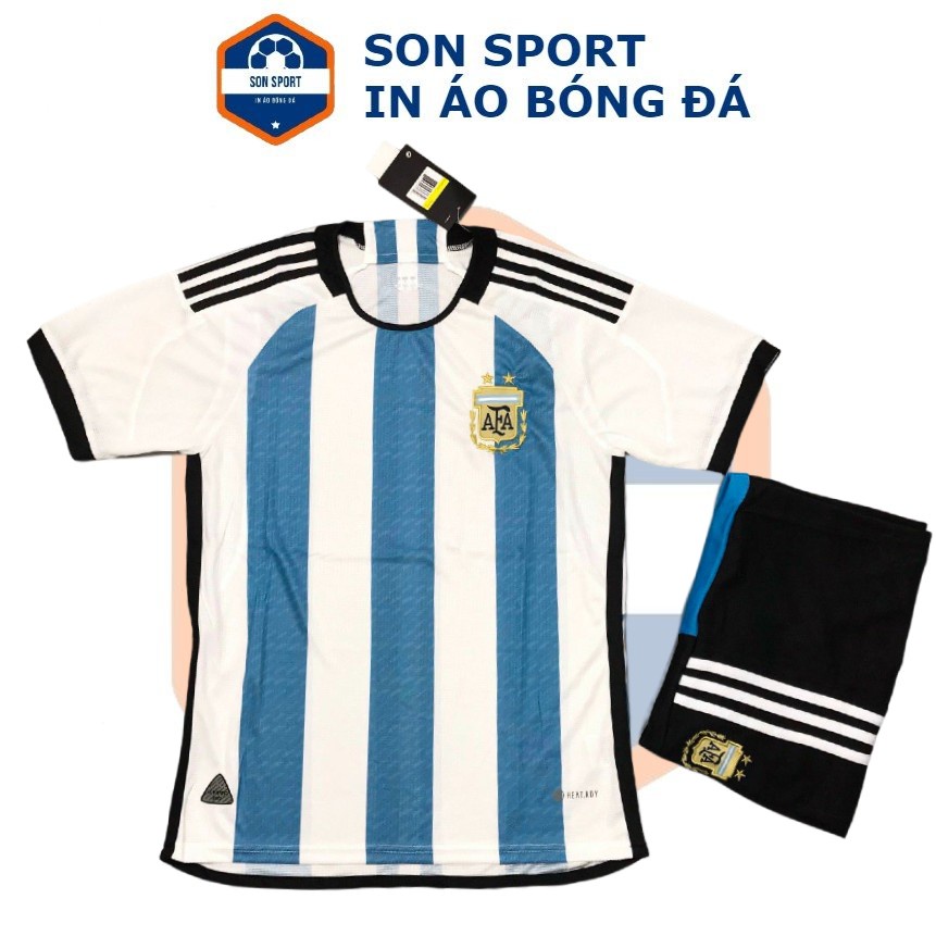 Bộ Quần Áo Bóng Đá Fex Thái CLB Argentina Trắng Sọc Xanh