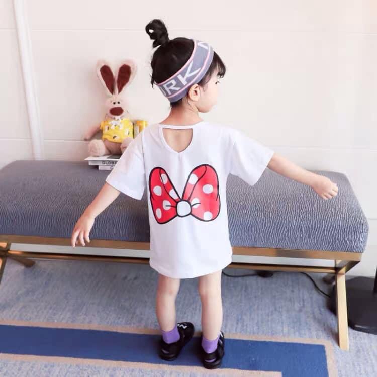 |FAMARAL1 giảm 10k cho đơn 50k|Váy bé gái cotton dáng xuông nơ Mickey XHN540