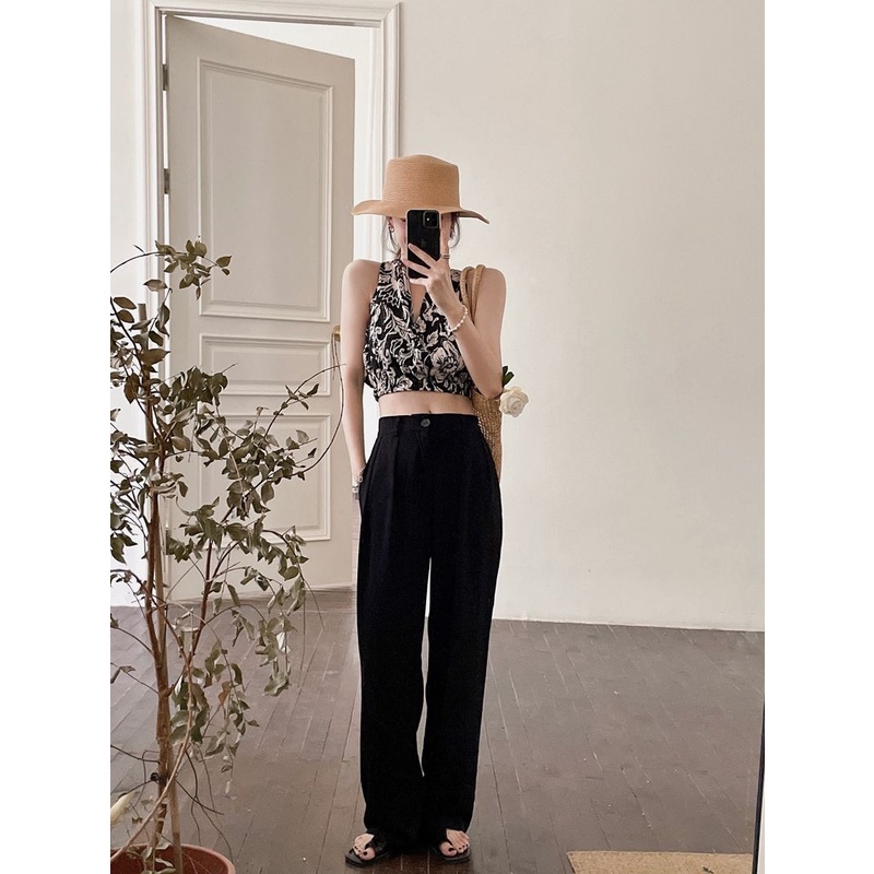 Áo Hai Dây Dáng Ngắn In Họa Tiết Hoa Thời Trang Mùa Hè Quyến Rũ Cho Nữ