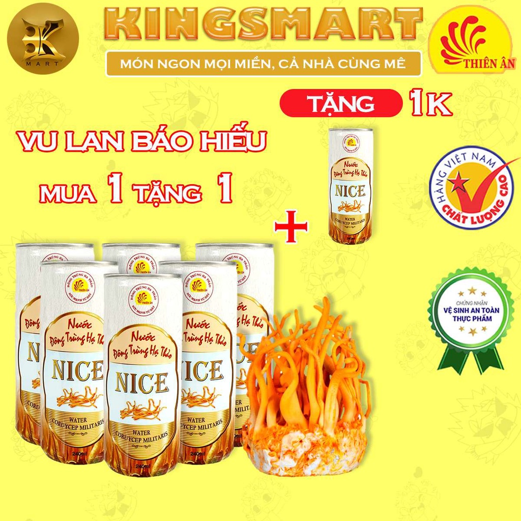 Nước Đông Trùng Hạ Thảo NICE (Lon 240ml/ Lốc 6 Lon) THIÊN ÂN