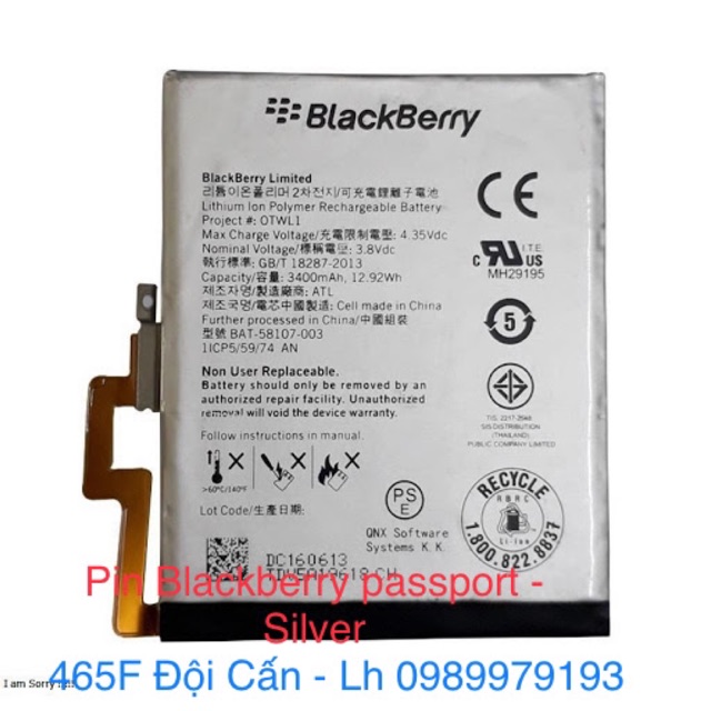 Pin Blackberry Passport Thường và Passport Silver