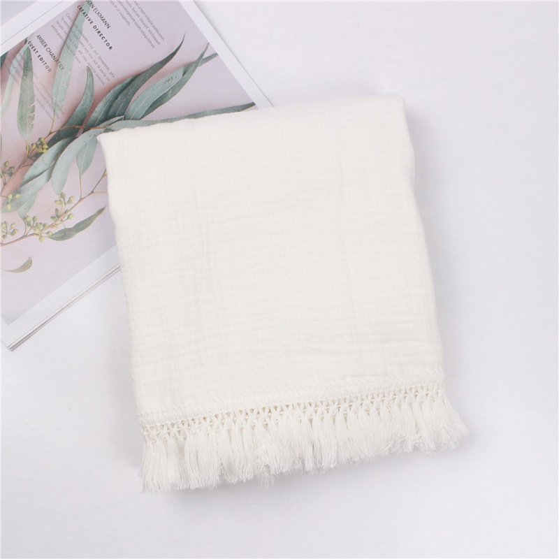 Chăn Quấn Em Bé Bằng Cotton Nguyên Chất Phối Tua Rua Dùng Làm Đạo Cụ Chụp Ảnh