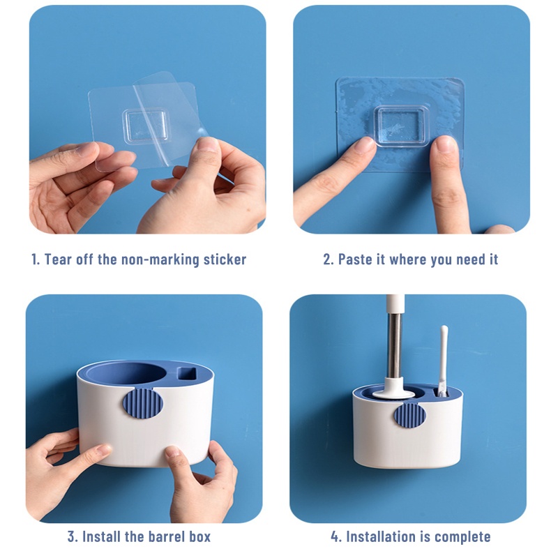 Bộ Cọ Chà Toilet Bằng Silicone Cán Dài Kèm Đế Thoát Nước Tiện Dụng