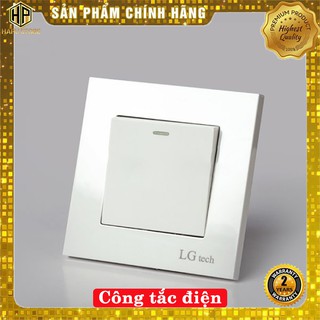 Công tắc điện đơn mặt vuông nhựa trắng có đèn báo LG tech - 1 chiều và 2 chiều - Hapustore