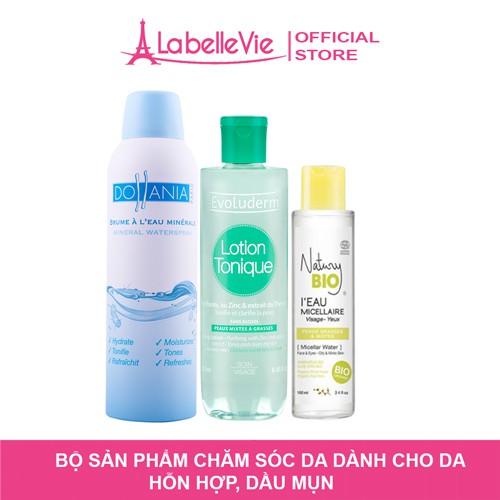 Bộ sản phẩm chăm sóc da Evoluderm Dollania Natury Bio giúp da giảm dầu, giảm mụn, nuôi dưỡng da, cho làn da mịn màng