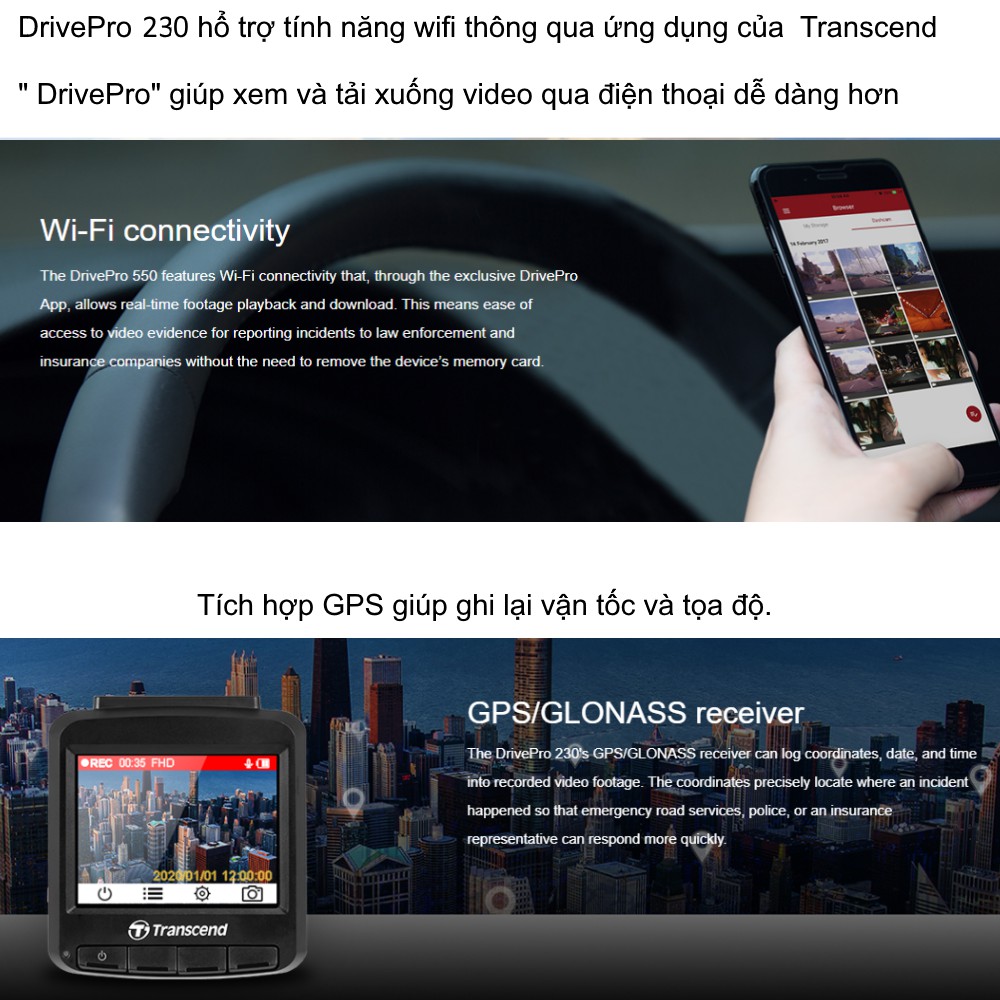 Camera Hành Trình Transcend DrivePro 230 | BigBuy360 - bigbuy360.vn