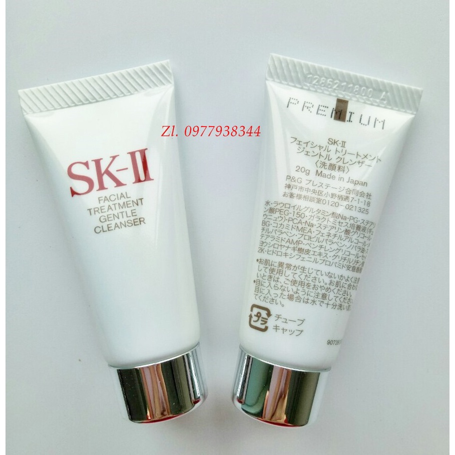 Sữa rửa mặt SKII/ Sk2/ SK-II Facial Treatment Gentle Cleanser Mini 20g tách set nội địa Nhật - Sạch sâu,cấp ẩm, dịu nhẹ